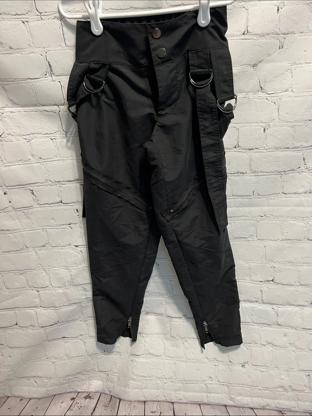 Weissman pop star Black Cargo Jogger Pants with Strap Detail